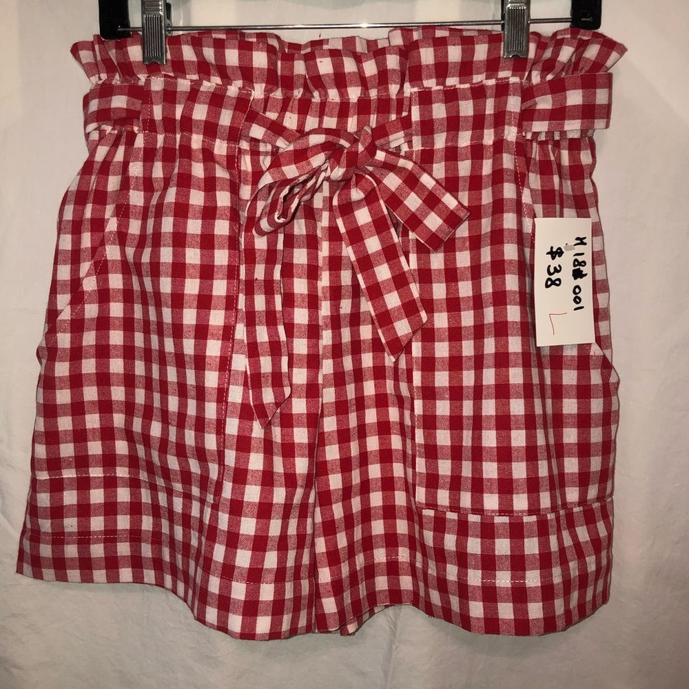 Gingham Red and White Shorts